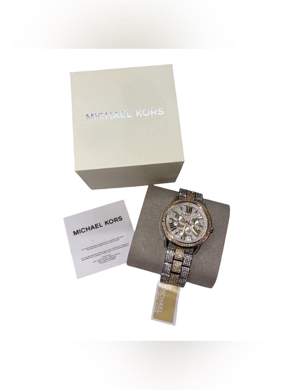 NWT Michael Kors MK-6934 MK6934 Oversized Brynn Pave 2 Tone Women's Watch 42mm - Picture 2 of 6